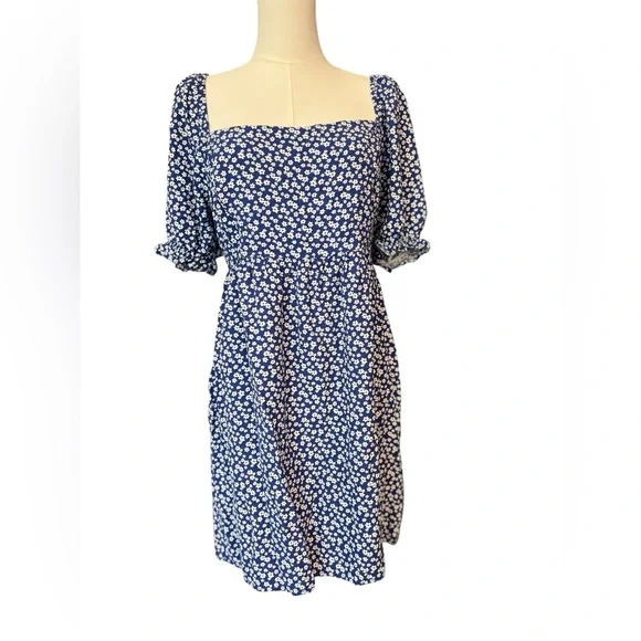 ๐ธ EUC LUSH Navy Floral Ruffle Sleeve Dress w/ Pockets | Womenโs XL - Picture 1 of 11